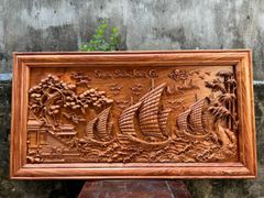 Tranh Gỗ Thuận Buồm Xuôi Gió Kênh Bong Kích Thước155-79-5 Gỗ Hương Đá