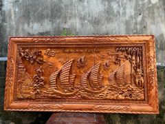Tranh Gỗ Thuận Buồm Xuôi Gió Kênh Bong Kích Thước155-79-5 Gỗ Hương Đá