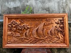 Tranh Gỗ Thuận Buồm Xuôi Gió Kênh Bong Kích Thước127- 67 -5 Gỗ Hương Đá