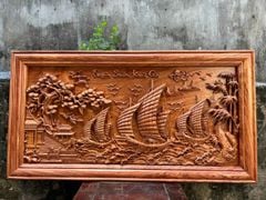 Tranh Gỗ Thuận Buồm Xuôi Gió Kênh Bong Kích Thước127- 67 -5 Gỗ Hương Đá
