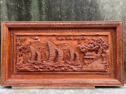 Tranh Gỗ Thuận Buồm Xuôi Gió Kênh Bong Kích Thước155-79-5 Gỗ Hương Đá