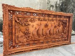 Tranh Gỗ Thuận Buồm Xuôi Gió Kênh Bong Kích Thước155-79-5 Gỗ Hương Đá