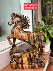 Tượng Linh Vật - Ngựa ( Nhất Mã) Cao 47 Gỗ Mun Hoa