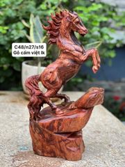 Tượng Linh Vật - Ngựa ( Nhất Mã) Cao 48 Gỗ Cẩm Việt