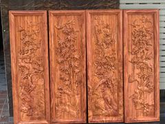 Tranh Tứ Quý Gỗ Tùng Cúc Trúc Mai Kích Thước 117*37*4 Cm Gỗ Hương Đá Khung Trơn