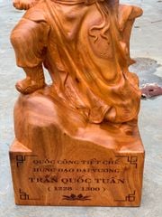 Tượng Danh Nhân -  Tượng Gỗ Trần Quốc Tuấn Kích Thước C50 Gỗ Hương Đá