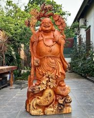 Tượng Phật - Di Lặc Vác Nấm Gỗ Nu Hương Đá Cao 205cm