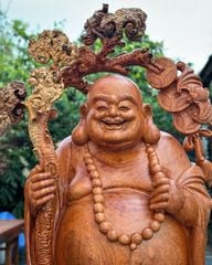 Tượng Phật - Di Lặc Vác Nấm Gỗ Nu Hương Đá Cao 205cm