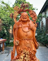 Tượng Phật - Di Lặc Vác Nấm Gỗ Nu Hương Đá Cao 205cm