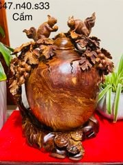 Tượng Phong Thuỷ - Bình nu sóc Cao 47 gỗ cẩm