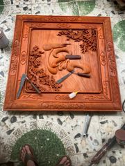 Tranh Chữ Tâm -Gỗ Hương Đỏ- Kích Thước 81x81