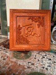 Tranh Chữ Tâm -Gỗ Hương Đỏ- Kích Thước 81x81