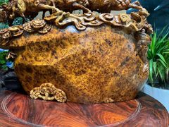 Tượng Linh Vật - Mã đáo thành công gỗ nu ngọc am chất chìm Cao 56