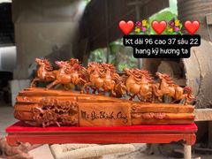 Tượng Linh Vật - Mã đáo thành công gỗ hương ta ngang 96cm
