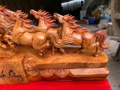 Tượng Linh Vật - Mã đáo thành công gỗ hương ta ngang 96cm