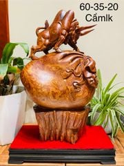 Tượng Linh Vật - Bò Tót cao 60cm gỗ cẩm