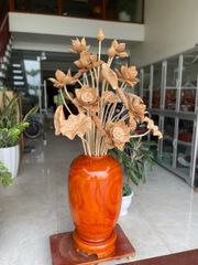 Bình Hoa Sen Gỗ Ngọc Am Bình Hương Đỏ Cao 142cm