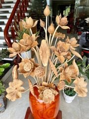 Bình Hoa Sen Gỗ Ngọc Am Bình Hương Đỏ Cao 142cm