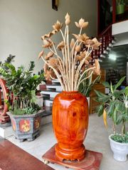 Bình Hoa Sen Gỗ Ngọc Am Bình Hương Đỏ Cao 142cm