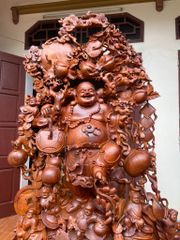 Tượng Phật - Di Lặc Gánh Đào Cao 155 Gỗ Hương Gia Lai