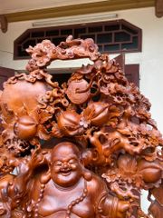 Tượng Phật - Di Lặc Gánh Đào Cao 155 Gỗ Hương Gia Lai