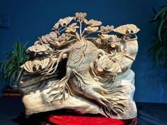Tượng Phong Thuỷ - Nhân Sâm Gỗ Ngọc Am Cao  57cm
