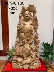 Tượng Phật - Di Lặc Gỗ Ngọc Am Cao 88cm