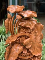 Tượng Phong Thuỷ - Cá Xiêm Uyên Ương Gỗ Ngọc Am Cao 112cm