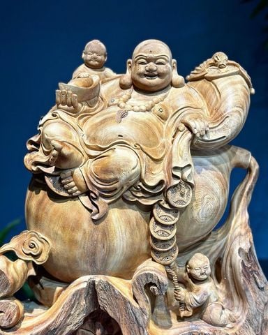 Tượng Phật - Di Lặc Nhị Phúc Gỗ Ngọc Am Cao 61