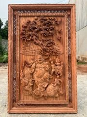 Tranh Gỗ Phong Thủy - Tranh Di Lặc Ngang 81cm, Cao 127cm Gỗ Hương Đá