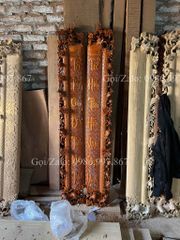 Cuốn Thư Câu Đối Gỗ Gụ Song Long Dát Vàng Theo Yêu Cầu Kích Thước Cuốn Thư 197*87*4 - Câu Đối 197*28*4 Nội Dung Yêu Cầu