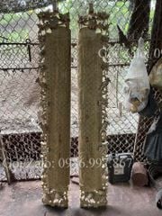 Cuốn Thư Câu Đối Gỗ Gụ Lào Song Long Dát Vàng Theo Yêu Cầu Kích Thước Cuốn Thư 175*69*4- Câu Đối Kt 175*28*4 Chữ Việt