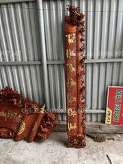 Cuốn Thư Câu Đối Gỗ Gụ Song Long Dát Vàng Theo Yêu Cầu Kích Thước Cuốn Thư 197*87*4 - Câu Đối 197*28*4 Nội Dung Yêu Cầu