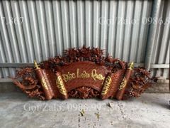 Cuốn Thư Câu Đối Gỗ Gụ Lào Song Long Dát Vàng Theo Yêu Cầu Kích Thước Cuốn Thư 175*69*4- Câu Đối Kt 175*28*4 Chữ Việt