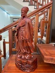 Tượng Danh Nhân -  Gia Cát Lượng Gỗ Tử Đàn Đỏ Liền Khối KT Cao69. N27.s17