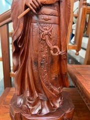 Tượng Danh Nhân -  Gia Cát Lượng Gỗ Tử Đàn Đỏ Liền Khối KT Cao69. N27.s17