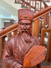 Tượng Danh Nhân -  Gia Cát Lượng Gỗ Tử Đàn Đỏ Liền Khối KT Cao69. N27.s17