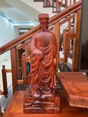 Tượng Danh Nhân -  Gia Cát Lượng Gỗ Tử Đàn Đỏ Liền Khối KT Cao69. N27.s17