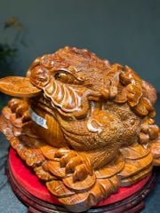 Tượng Cóc Thiềm Thừ Gỗ Cẩm trắc Paodosa  Nguyên khối  Kt cao 27 ngang 41 sâu 35