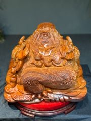 Tượng Cóc Thiềm Thừ Gỗ Cẩm trắc Paodosa  Nguyên khối  Kt cao 27 ngang 41 sâu 35
