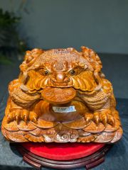 Tượng Cóc Thiềm Thừ Gỗ Cẩm trắc Paodosa  Nguyên khối  Kt cao 27 ngang 41 sâu 35