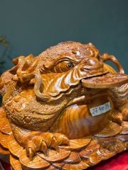 Tượng Cóc Thiềm Thừ Gỗ Cẩm trắc Paodosa  Nguyên khối  Kt cao 27 ngang 41 sâu 35