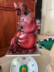 Tượng Linh Vật - Cún Ngồi Bao Tiền To Đẹp Gỗ Trắc Việt Liền Khối KT Cao43. N24.s33