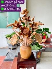 Bình Hoa Sen Gỗ Ngọc Am 21 Cành Cao 79cm