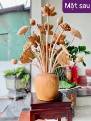 Bình Hoa Sen Gỗ Ngọc Am 21 Cành Cao 79cm