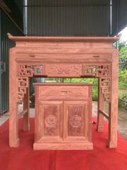Bàn Thờ Chung Cư- Gỗ Hương Đá Kích Thước Dài 127cm Đục Truyện Sen (M1509)
