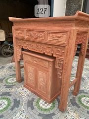 Bàn Thờ Chung Cư- Gỗ Hương Đá Kích Thước Dài 127cm Đục Truyện Sen Liền(M1514)
