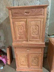 Bàn Thờ Chung Cư- Gỗ Hương Đá Kích Thước Dài 127cm Đục Truyện Sen Liền(M1514)