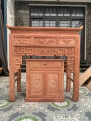 Bàn Thờ Chung Cư- Gỗ Hương Đá Kích Thước Dài 127cm Đục Truyện Sen Liền(M1514)