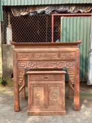Bàn Thờ Chung Cư- Gỗ Hương Đá Kích Thước Dài 127cm Đục Truyện Sen Liền(M1514)